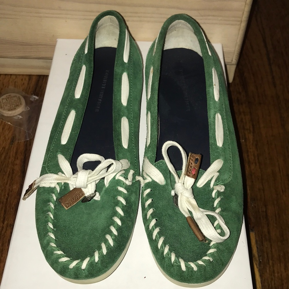 Green Tommy Hilfiger flats